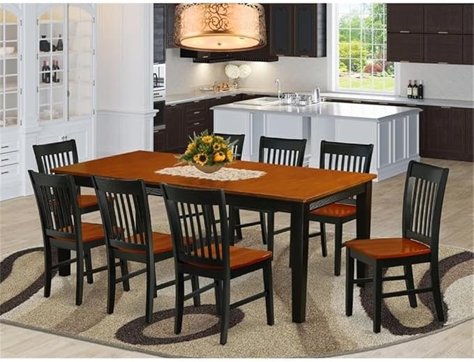 East West Furniture QUNO9-BCH-W 9 Piece Dining Set Includes a Rectangle Dining - Image 2