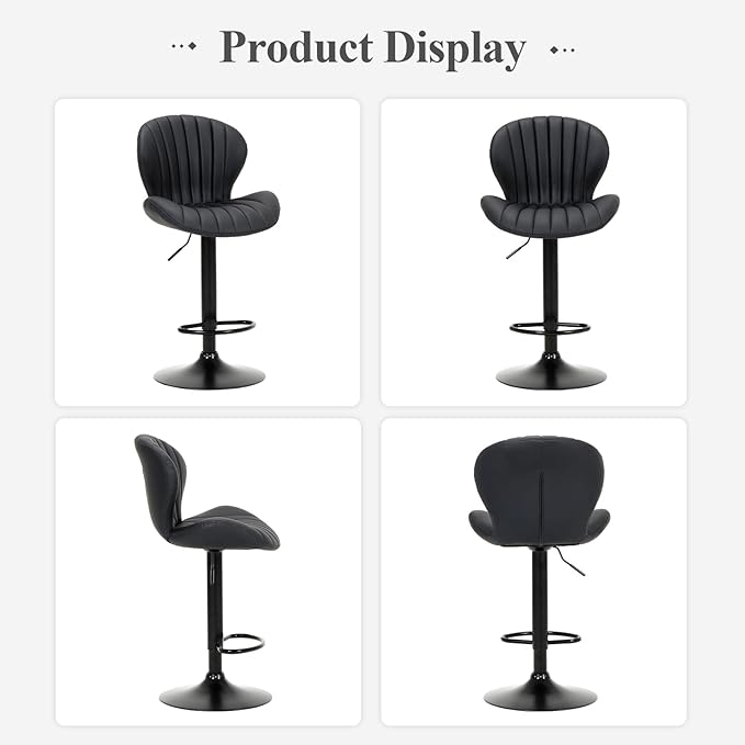 COLAMY Bar Stools Set of 4, Modern Swivel Bar Chairs, Adjustable Faux Leather - Image 7
