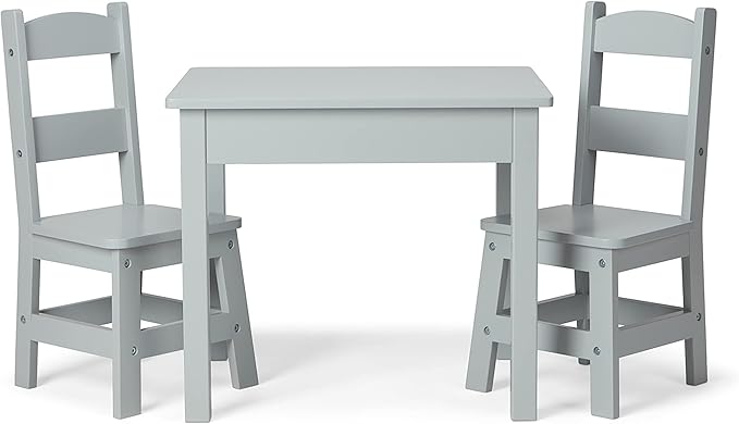 Melissa & Doug Wooden Table & Chairs-Gray Kids Furniture by MelissaDoug