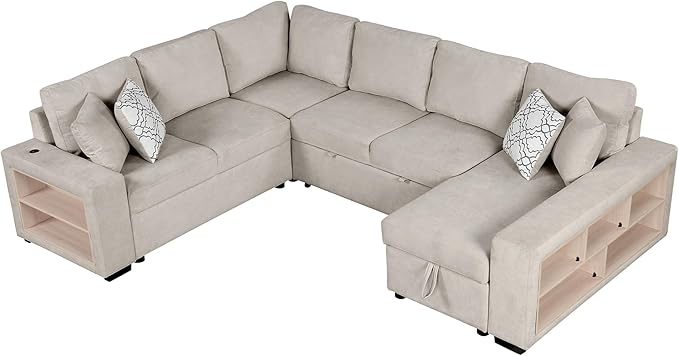 109" U-shaped Sectional Pull-out Sofa Bed - Image 10