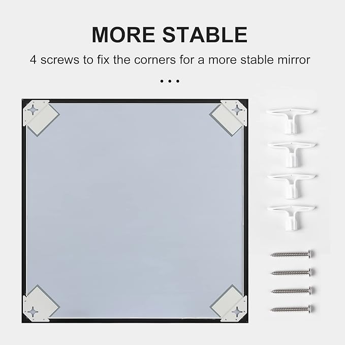 24x40 Inch Black Mirror with Beveled Trim, Aluminum Frame Bathroom Vanity Mirror - Image 9