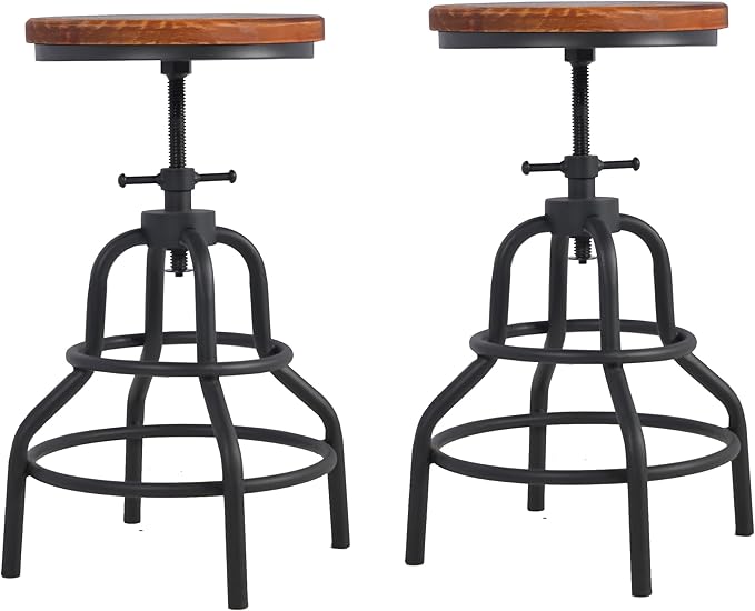 Diwhy Industrial Vintage Counter Stool, Kitchen Counter Height Adjustable - Image 8