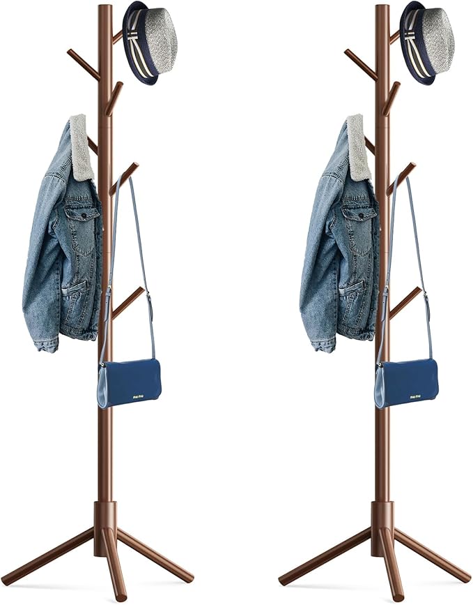 Wooden Tree Coat Rack Stand, Sturdy Freestanding Coat Rack by Hupmad