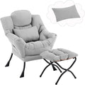 Lazy Chair with Ottoman, Modern Lounge Chair with Lumbar Pillow, Accent Cozy by Furlide