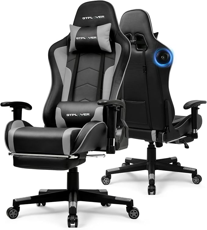 GTPLAYER Gaming Chair with Bluetooth Speakers and Footrest, Ergonomic Gamer by GTPLAYER