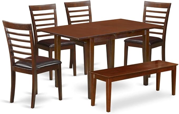 East West Furniture NOML6C-MAH-LC 6 Piece Dining Room Set Contains a Rectangle by EastWestFurniture