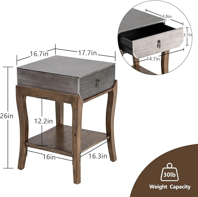 COSIEST Rustic Nightstand, 2-Tier Farmhouse Bedside Table, Wood Accent End Table - Image 2