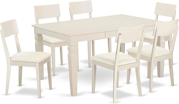 East West Furniture WEAD7-LWH-LC 7 Piece Dining Set Consist of a Rectangle by EastWestFurniture