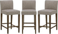 CHITA Counter Height Bar Stools Set of 3, PU Leather in Stone Grey by CHITALIVING