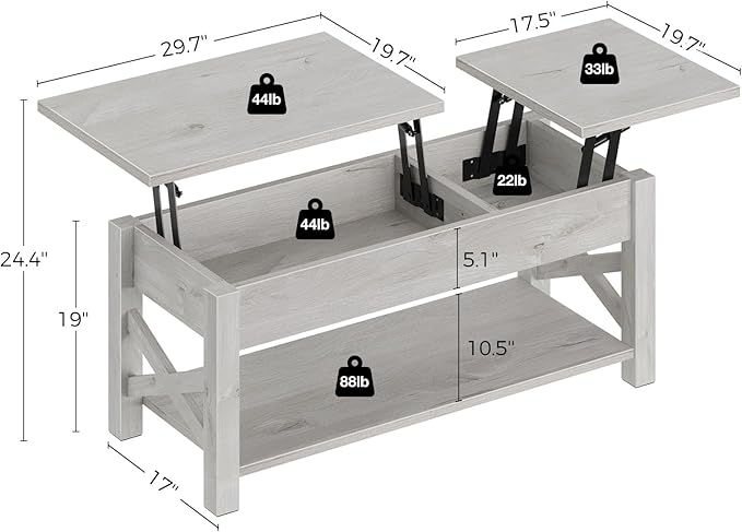 Rolanstar 47.2" Lift Top Coffee Table - Image 3