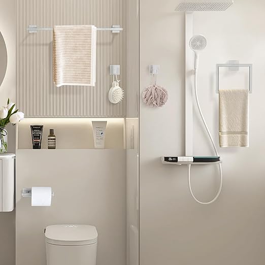 YACVCL Towel Bar Set, 5 Pieces Bathroom Hardware Set Brushed Nickel Bathroom - Image 7