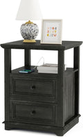 Vipbear Farmhouse Nightstand 18" Dark Gray End Table by VipbearLiving