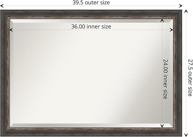 Amanti Art Brown Wall Mirror 28x40 Bark Rustic Char Narrow Rectangle Bathroom - Image 4