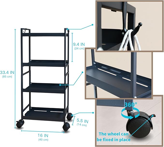 Beyeutao 4 Tier Slim Storage Cart - Image 2