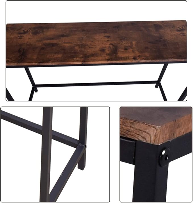 HOMERECOMMEND Rustic Brown Console Table - Image 7