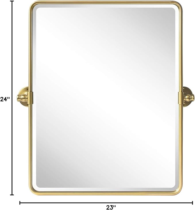 TEHOME 20 x 24 inch Farmhouse Gold Metal Framed Pivot Rectangle Bathroom Mirror - Image 8