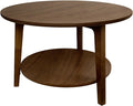 2-Tier Round Coffee Table Wood Nesting Side Table by Tacomany