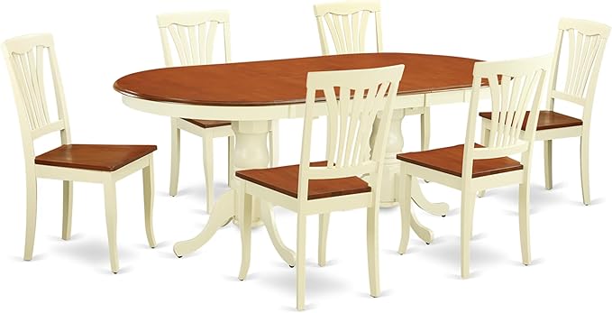 East West Furniture PLAV7-WHI-W 7 Piece Dining Set Consist of an Oval Dining by EastWestFurniture