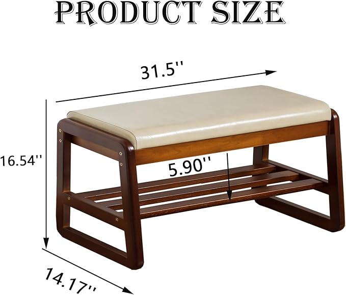 latifolia Solid Wood Bench, Entryway Shoe Bench - Image 3