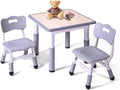 Kids Table and 2 Chairs Set, Height Adjustable Toddler Study Table and Chair Set by LAYAONE