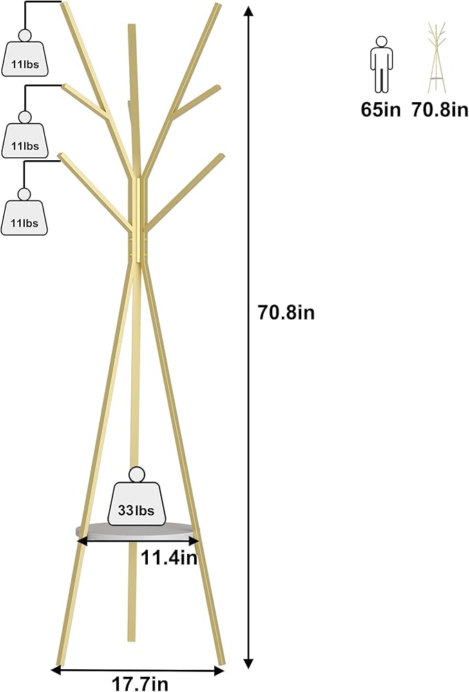 Coat Rack Hat Stand Free Standing Display Hall Tree Metal Hat Hanger Garment - Image 5