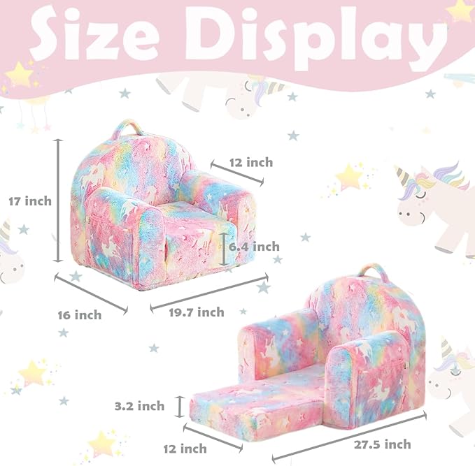Toddler Chair Comfy, Toddler Couch Fold Out, 2-in-1 Kids Chair, Flip Out Kids - Image 3