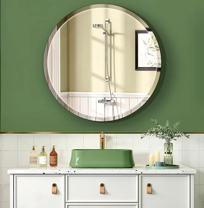 28" Frameless Beveled Round Mirror by UMZODO