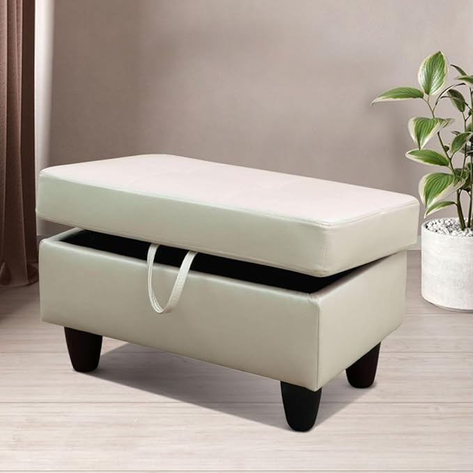 Pearl White L-Shaped 3-Piece Faux Leather Sofa - Image 5