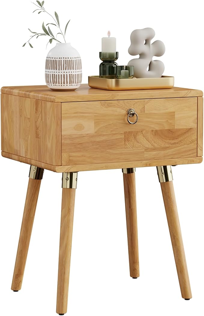 Bme Alden Wood Nightstand, Solid Wood End Table, Mid Century Modern Nightstand - Image 4