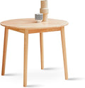 Livinia Aslan 35.4" Round Wooden Dining Table/Mid Century Modern Malaysian Oak by Livinia