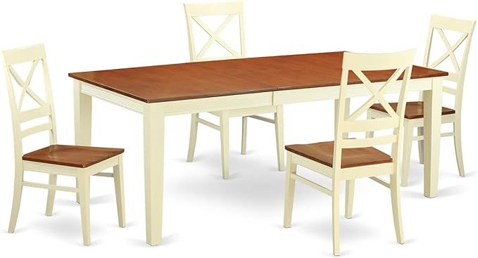 East West Furniture QUIN5-WHI-W 5 Piece Dining Room Table Set Includes a by EastWestFurniture