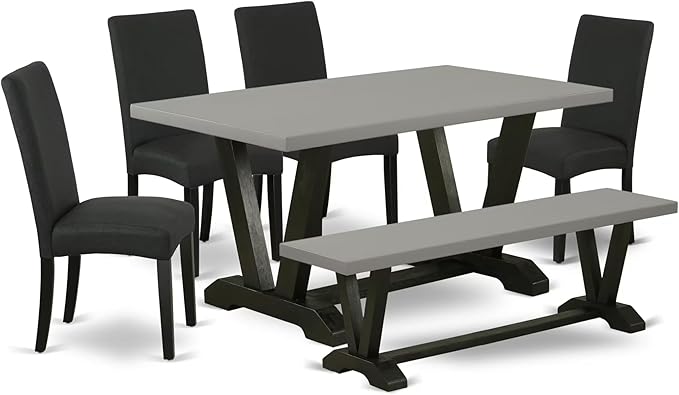East West Furniture V696DR124-6 6 Piece Kitchen Table Set Contains a Rectangle by EastWestFurniture