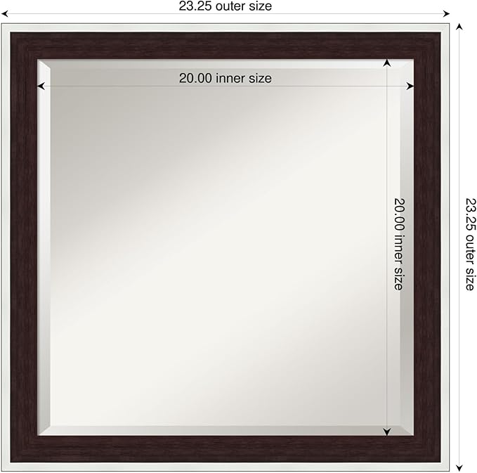 Amanti Art Wall Mirror 23x23 Maya Espresso Silver Square Bathroom Mirror - Image 3