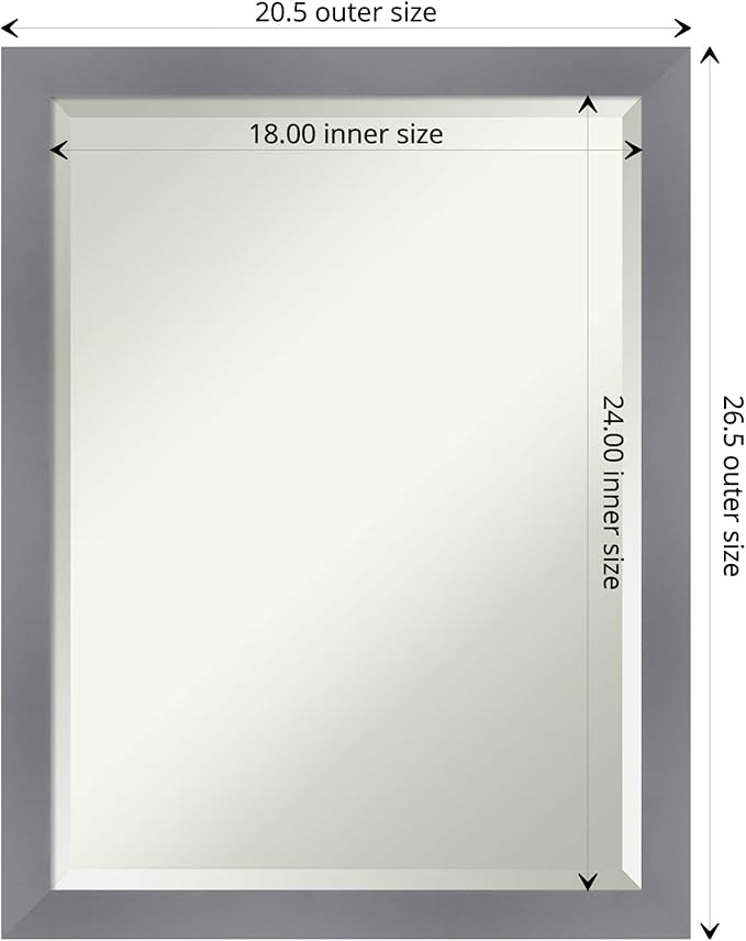 Amanti Art Grey Wall Mirror 27x21 Edwin Grey Rectangle Bathroom Mirror - Image 4