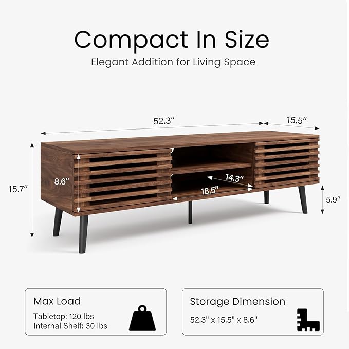 HAIOOU Mid Century Modern TV Stand, Small Entertainment Center Media Console - Image 2