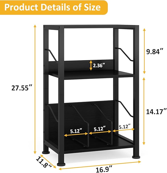 Hosfais 3 Tier Record Player Stand, Retro Vinyl Record Storage End Table Records - Image 3