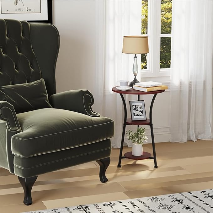 Dulcii Round Side Table for Narrow and Small Spaces, 3 Tier Small Round End - Image 5