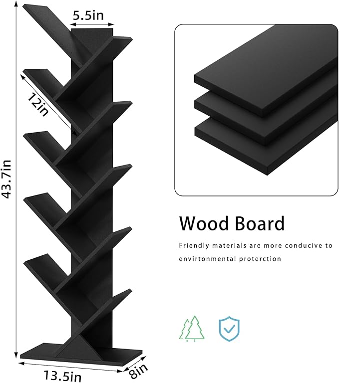 10 Tier Tree Book Shelf, Floor Standing Wood Bookshelf - Image 3