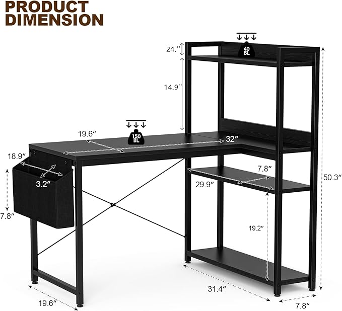 40 Inch L Shaped Computer Desk - Image 3