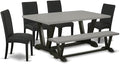 East West Furniture V697DR124-6 6 Piece Dining Table Set Contains a Rectangle by EastWestFurniture