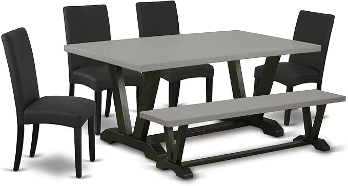 East West Furniture V697DR124-6 6 Piece Dining Table Set Contains a Rectangle by EastWestFurniture
