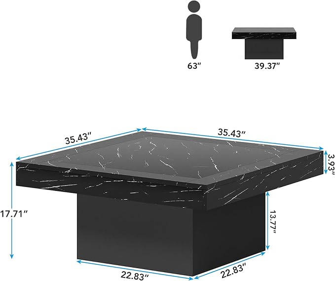 Tribesigns LED Coffee Table Square Engineered Wood Low Coffee Table - Image 2