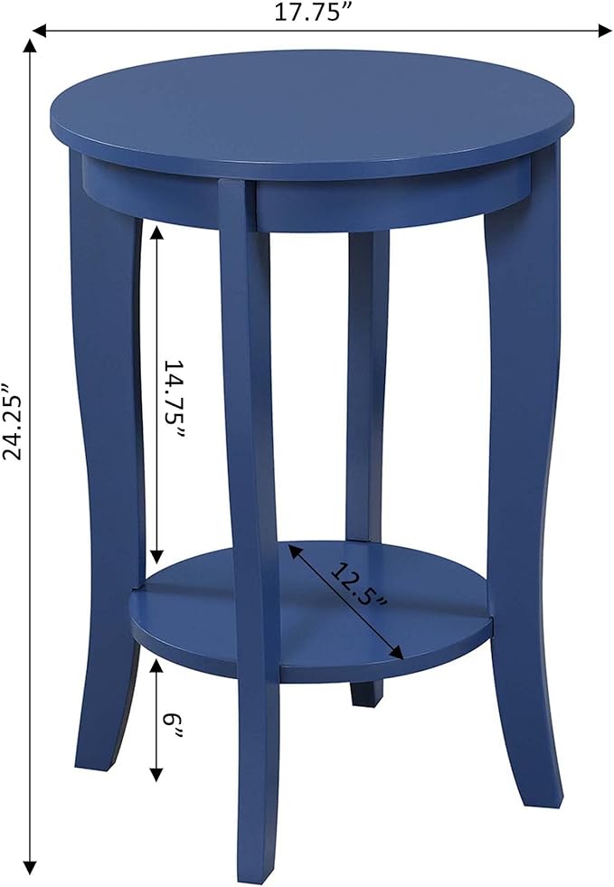 Convenience Concepts American Heritage Round End Table, Cobalt Blue - Image 3