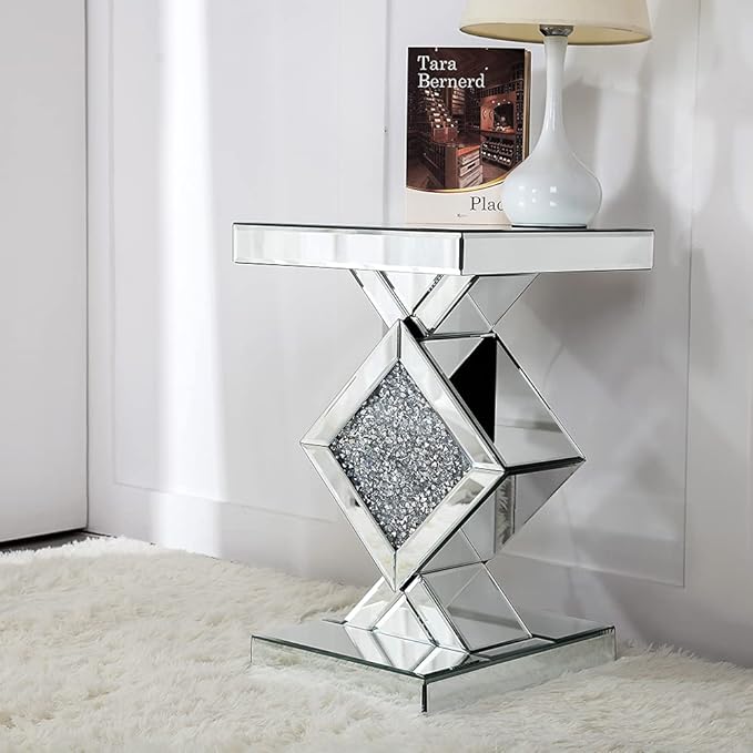 SHYFOY Mirrored End Table, Mirror Accent Side Table - Image 6