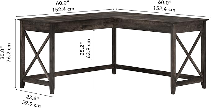 Bush Furniture Key West L Shaped Desk, 60-inch Modern Farmhouse Writing Desk - Image 3