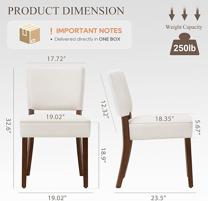 COLAMY Mid Century Modern Dining Chairs Set of 2, Upholstered Kitchen Chairs - Image 7
