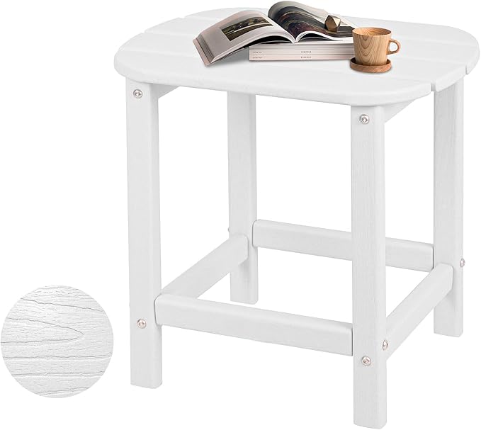 Hdpe Outdoor Adirondack Side Table, Wooden Textured, Set by Plawdlik