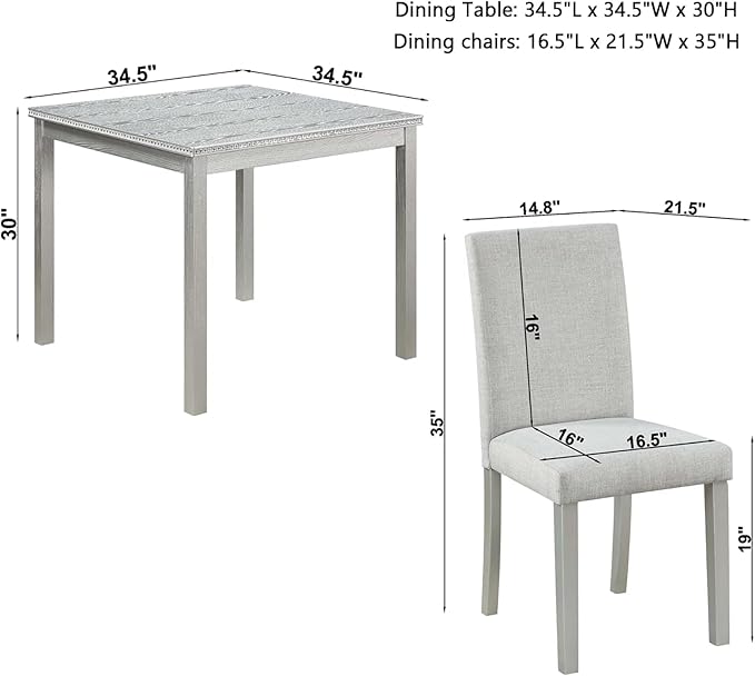 Dining Table Set for 4, 5-Piece Dining Room Table Set - Image 2
