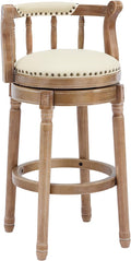 Cow top Leather Wooden Bar Stools, 360 Degree Swivel Bar Height Chair by AULIFE
