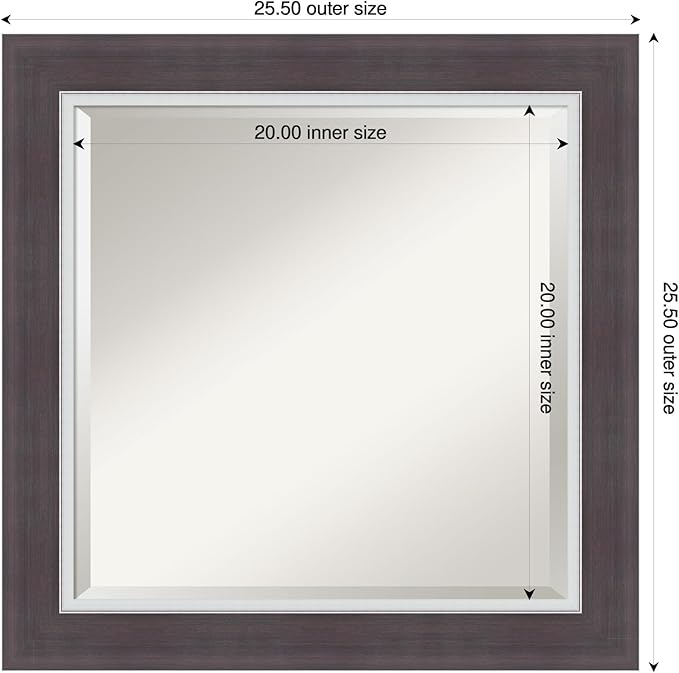 Amanti Art Brown Wall Mirror 26x26 Ellie Brown Silver Square Bathroom Mirror - Image 3